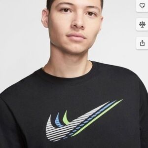 The Nike Tee Black Tshirt with Blue and Green Triple Swoosh